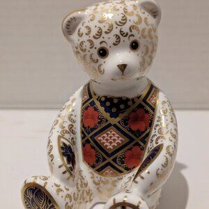 Handpainted Royal Crown Derby Limited Edition Imari Bear paperweight Gilt In 24k